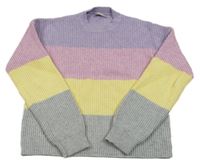 Fialovo-růžovo-žlutý lehký svetr only