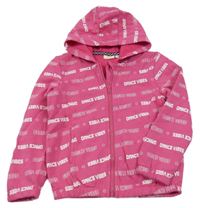 Růžová propínací mikina s nápisy a kapucí kids