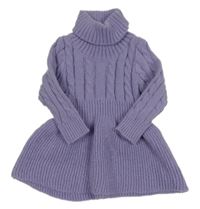 Fialové vzorované pletené šaty s rolákem Shein