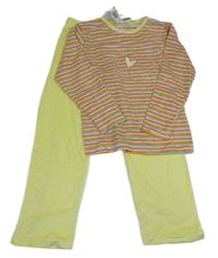 Nové - zeleno-barevné pruhované sametové pyžamo se srdcem Pocopiano