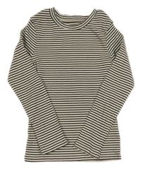 Bílo-šedo-zlaté žebrované pruhované triko Next