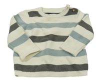 Smetanovo-modro-šedý pruhovaný svetr C&A