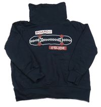 Tmavomodrá mikina se skatem a komínovým límcem Yigga