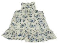 Smetanovo-modrá květovaná lehká šatová tunika Benetton