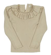 Smetanové žebrované úpletové triko s volánkem Next