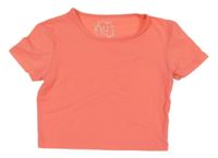 Neonově korálové crop tričko Yd.