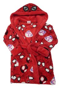 Červený plyšový župan se Spidermanem a kapucí Primark