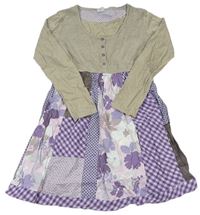 Lila-pískové patchwork šaty Next