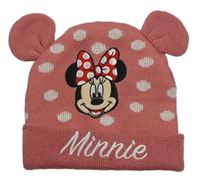 Růžová puntíkatá čepice s oušky a Minnie Disney