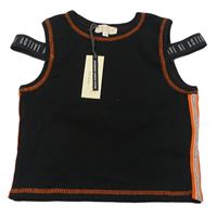 Černo-oranžový žebrovaný crop top zn. River Island
