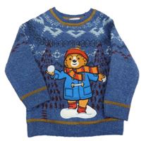 Modrý vzorovaný svetr s Paddingtonem Tu