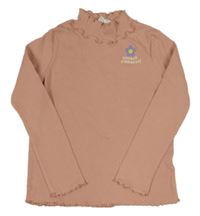Růžové žebrované triko s nápisem H&M
