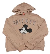 Starorůžová crop mikina s Mickeym a kapucí Disney