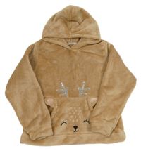 Béžová plyšová oversize mikina s kapucí - sob H&M