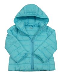 Světlemodrá šusťáková lehce zateplená bunda s kapucí zn. Dunnes