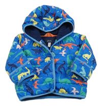 Modrá šusťáková zateplená bunda s diny a kapucí Joules