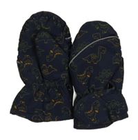 Tmavomodré šusťákové palcové zimní rukavice s diny 