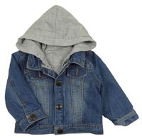 2v1 - Modrá riflová bunda + šedá mikina s kapucí C&A