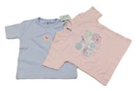 Nové - 2set - 2x tričko - lila s květem + světlerůžové s výšivkami Cherokee