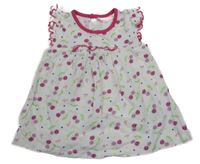 Bílo-růžové šaty s třešněmi Liegelind