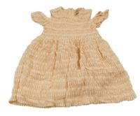 Světlerůžové perforované šaty s holými rameny 