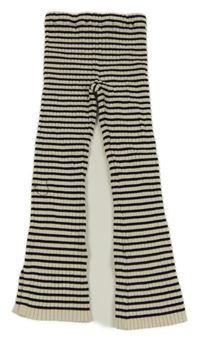 Černo-smetanové žebrované pruhované flare úpletové legíny H&M