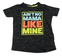 Černé melírované tričko s nápisem Dopodopo