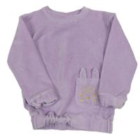 Lila žebrovaná sametová mikina s králíkem 