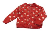 Červeno-smetanová propínací mikina s čtyřlístky Polarn O. Pyret