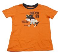 Oranžové tričko se žralokem Blue Seven