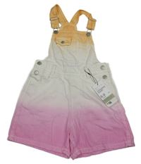 Nové - Bílo-růžovo-oranžové riflové laclové kraťasy Primark