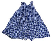 Tmavomodro-bílé vzorované šaty 