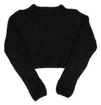 Černý plyšový crop svetr New Look