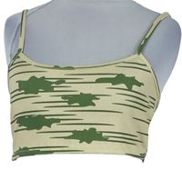 Dámský béžovo-zelený vzorovaný crop top 