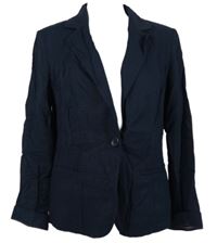 Dámské tmavomodré lněné sako M&CO