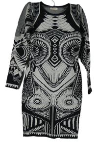 Dámské černo-stříbrné vzorované šaty 