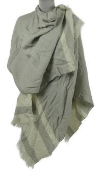 Dámský smetanovo-šedý pruhovaný pletený pléd s třásněmi Colours of the world