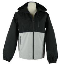 Pánská černo-béžová šusťáková jarní bunda s kapucí 