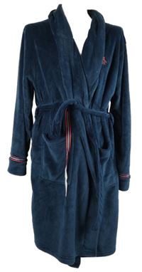 Pánský tmavomodrý chlupatý župan s páskem 