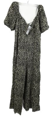 Nové - Dámský černo-béžový vzorovaný culottes kalhotový overal Dorothy Perkins