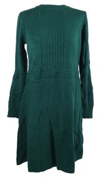 Dámské tmavozelené vzorované svetrové šaty 