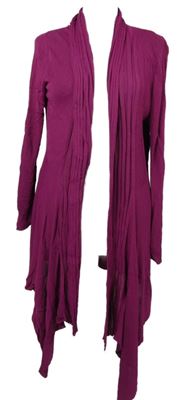 Dámský tmavorůžový svetrový dlouhý cardigán 