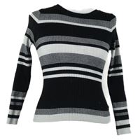 Dámský černo-bílý pruhovaný žebrovaný svetr Shein 