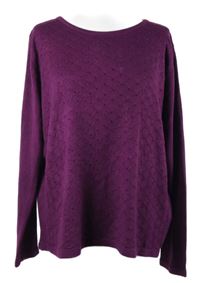 Dámský purpurový vzorovaný svetr s kamínky 