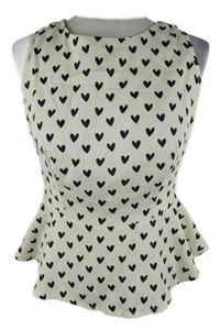 Dámský smetanový srdíčkovaný peplum top New Look 