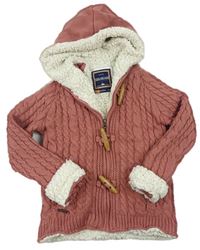 Růžový zateplený propínací svetr s kapucí Soulcal