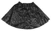 Černá koženková sukně s perličkami Shein