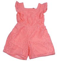 Neonově růžový perforovaný kraťasový overal Primark