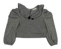 Černo-bílá vzorovaná crop mikina s límečkem Matalan