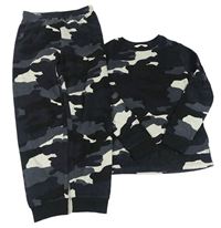 Černo-šedé army fleecové pyžamo M&S